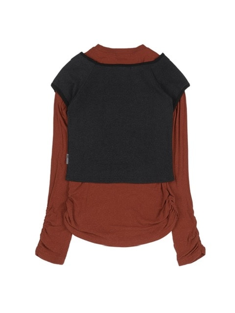 WITHER ROSE LAYERED LONG SLEEVE DARK RED