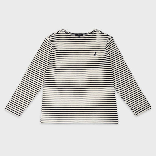 ALAND A LOGO STRIPED LONG SLEEVE NAVY