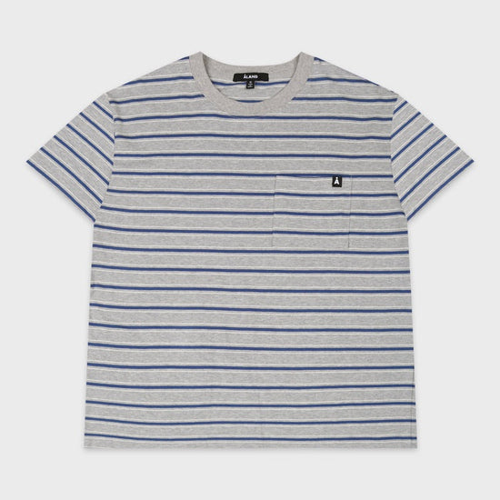 ALAND A LOGO STRIPED POCKET T-SHIRT M/GREY