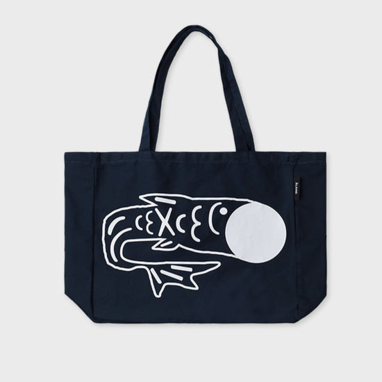 ALAND FISH LOGO BIG SHOULDER BAG NAVY