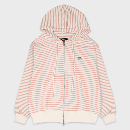 ALAND FISH WAPPEN STRIPED HOODY ZIP-UP PINK