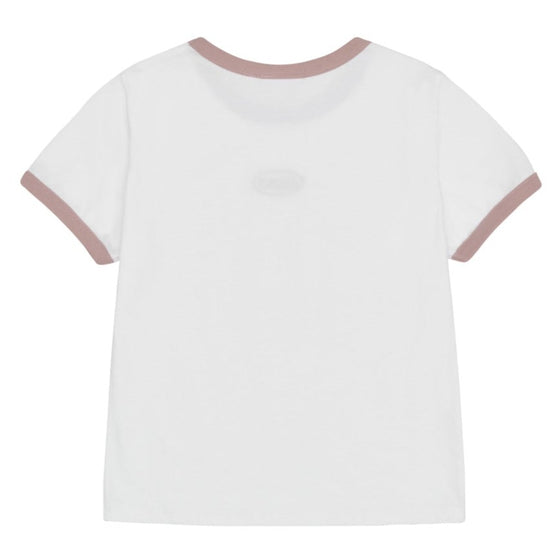 SYMBOL LOGO EMBROIDERED CROP TEE O WHITE