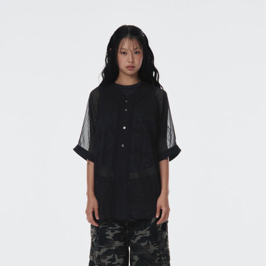 MESH BASEBALL JACKET BLACK