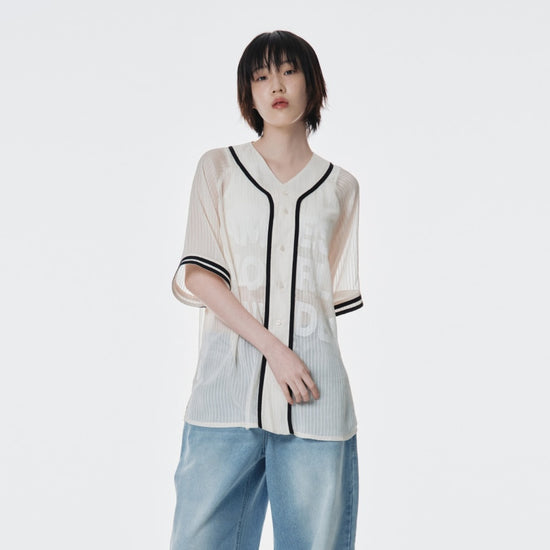 MESH BASEBALL JACKET IVORY