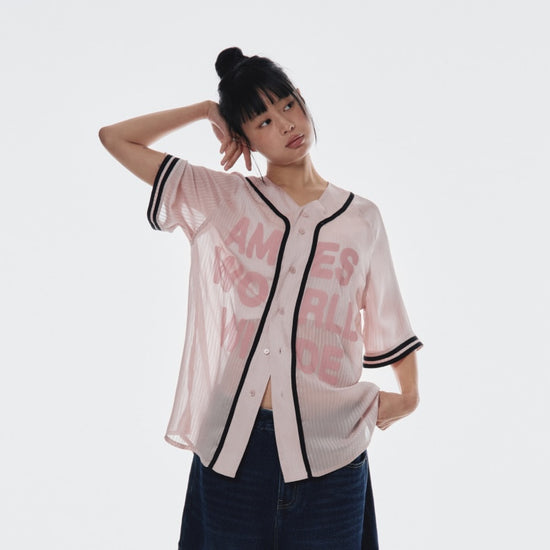 MESH BASEBALL JACKET PINK