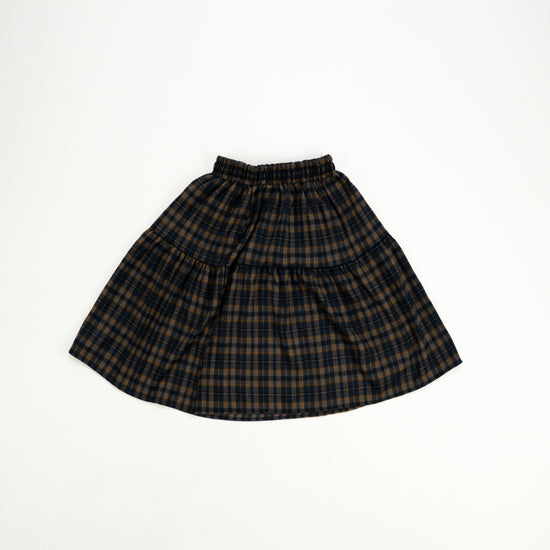 BANDING MIDI CHECK SKIRT NAVY