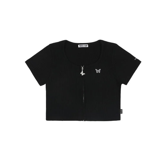 BELLEZA SQUARE NECK ZIP-UP BLACK