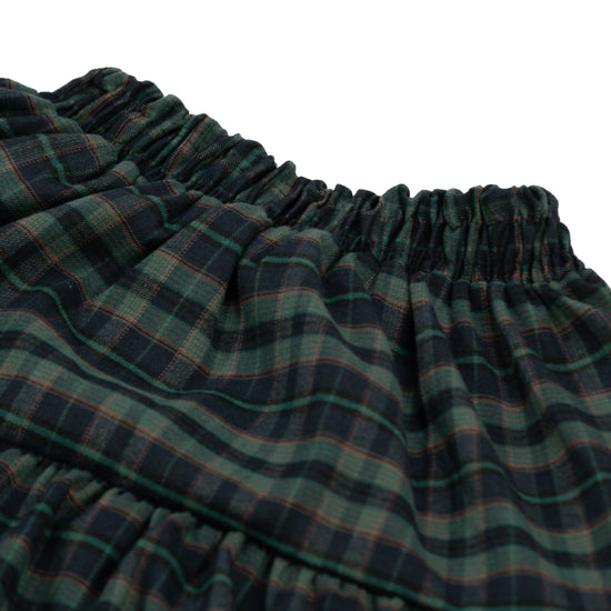BANDING MIDI CHECK SKIRT GREEN
