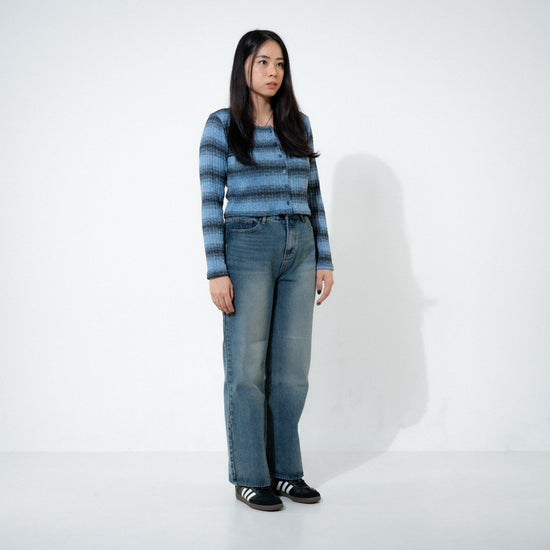 MIXIBLE STRIPE CARDIGAN BLUE