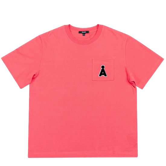 ALAND A LOGO BOUCLE POCKET TEE RED