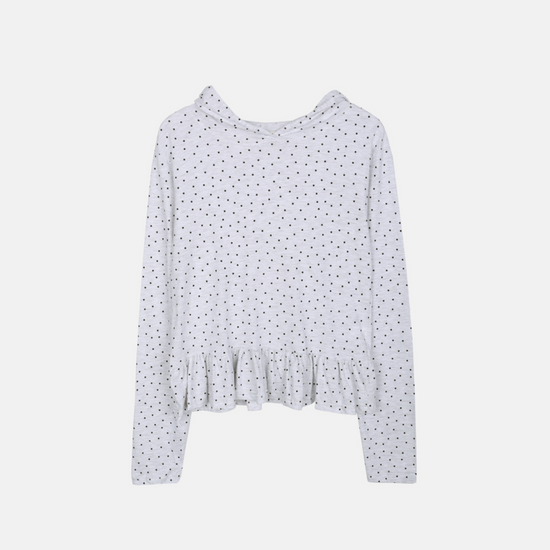 STELLA RUFFLE HOODIE T-SHIRT MELANGE IVORY