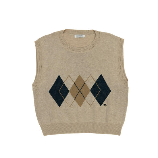 ARGYLE KNIT VEST BEIGE