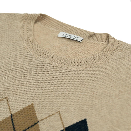 ARGYLE KNIT VEST BEIGE
