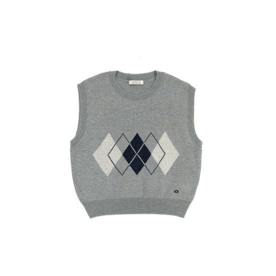 ARGYLE KNIT VEST GREY