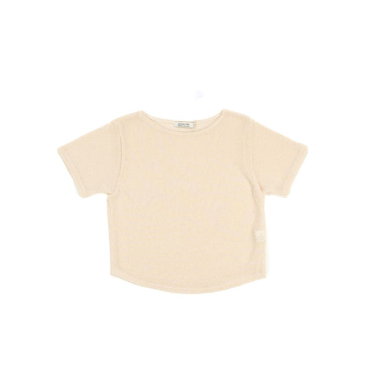 BOAT NECK CROP KNIT TOP LIGHT BEIGE