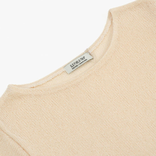 BOAT NECK CROP KNIT TOP LIGHT BEIGE