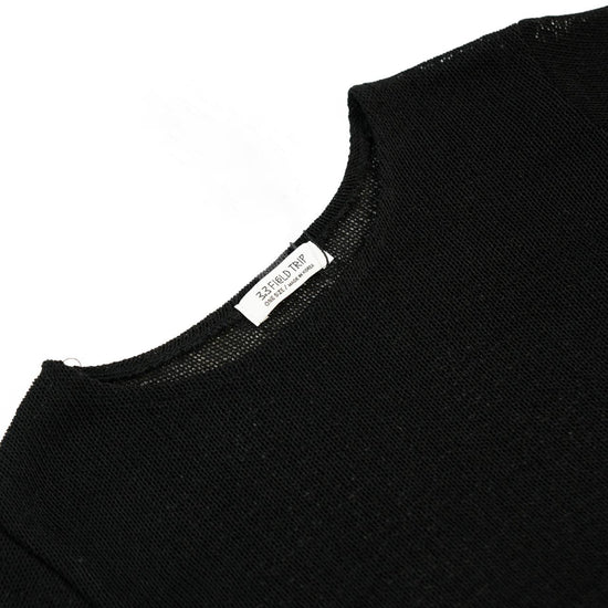 BOAT NECK CROP KNIT TOP BLACK