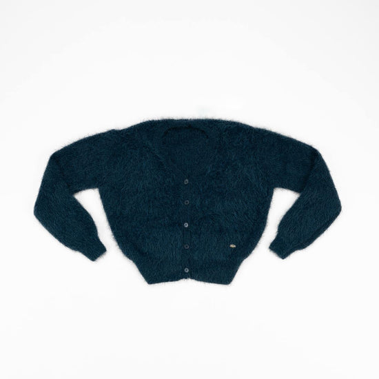 FUZZY BUTTON KNIT CARDIGAN DARK BLUE
