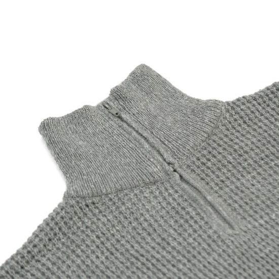 HALF ZIP-UP WAFFLE KNIT MELANGE GREY