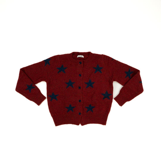 SPREAD STAR KNIT CARDIGAN RED
