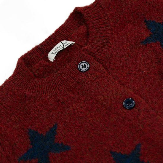SPREAD STAR KNIT CARDIGAN RED
