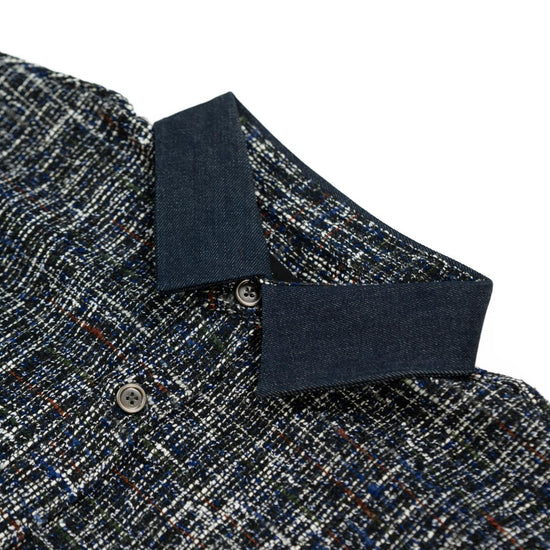 MENS DENIM COLLAR TWEED JACKET NAVY