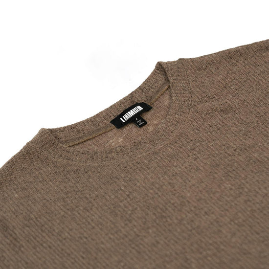 MENS LINEN BLEND LONG SLEEVE T-SHIRT DARK BROWN