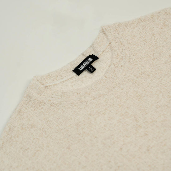 MENS LINEN BLEND LONG SLEEVE T-SHIRT OATMEAL