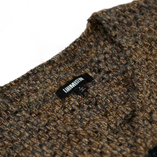MENS WOOL TWEED CARDIGAN BROWN