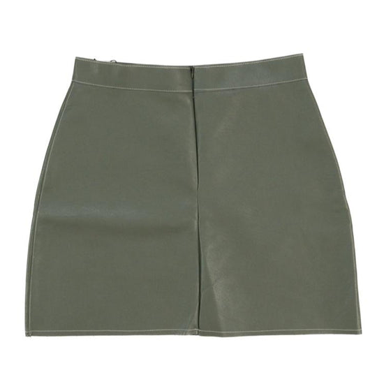 MODERN STITCT LEATHER MINI SKIRT KHAKI