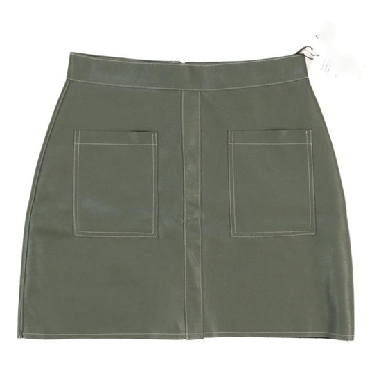 MODERN STITCT LEATHER MINI SKIRT KHAKI