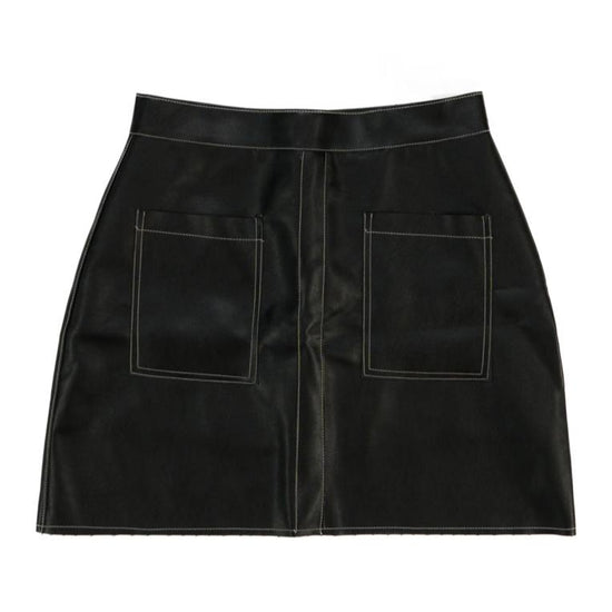 MODERN STITCT LEATHER MINI SKIRT BLACK