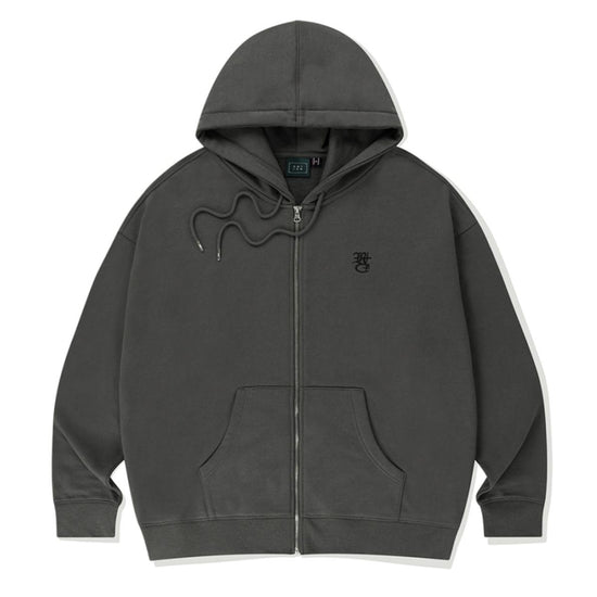SPOUT LOGO ZIP UP HOODIE CHARCOAL