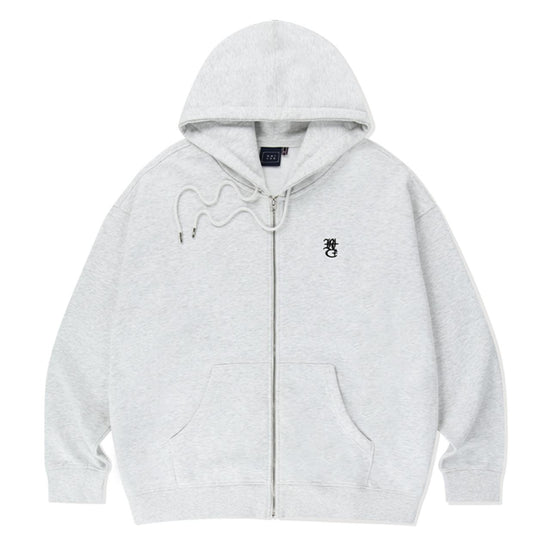 SPOUT LOGO ZIP UP HOODIE LIGHT GREY