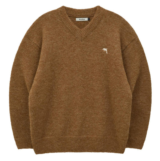 DOLPHIN HAIRY V NECK KNIT BEIGE