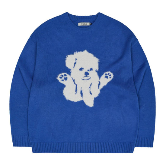 HAIRY MALTESE GRAPHIC KNIT BLUE
