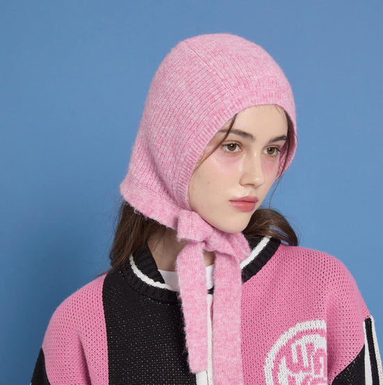 HAIRY RIBBON BALACLAVA PINK
