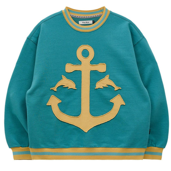 MARINE APLIQUE VINTAGE SWEATSHIRTS SKY BLUE