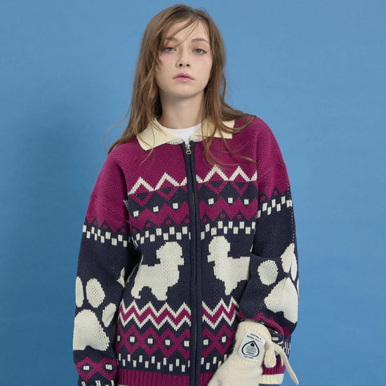 PUPPY COWICHAN ZIP-UP CARDIGAN NAVY
