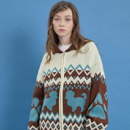 PUPPY COWICHAN ZIP-UP CARDIGAN IVORY