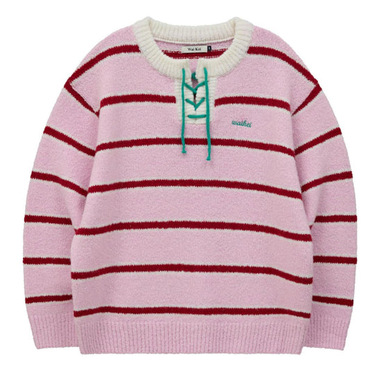 STRIPE BOUCLE KNIT PINK