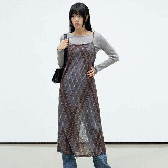 SHEER CHECK BUSTIER OPS LIGHT BLUE