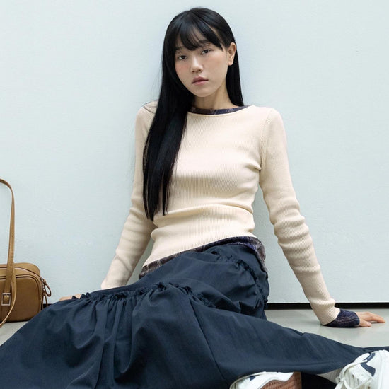 SHEER CHECK LONG SLEEVE LIGHT BLUE