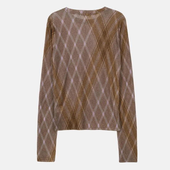 SHEER CHECK LONG SLEEVE PINK