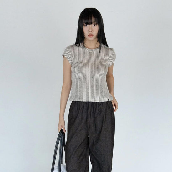 VERTICAL LINE LABEL T-SHIRT IVORY