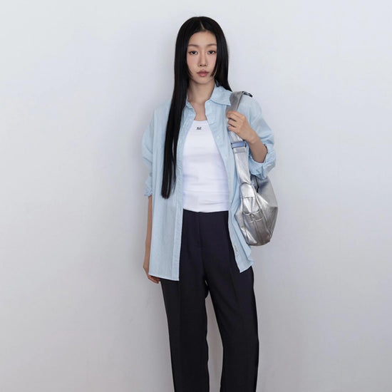 CLEAN STRIPE COLLAR SHIRT L/BLUE
