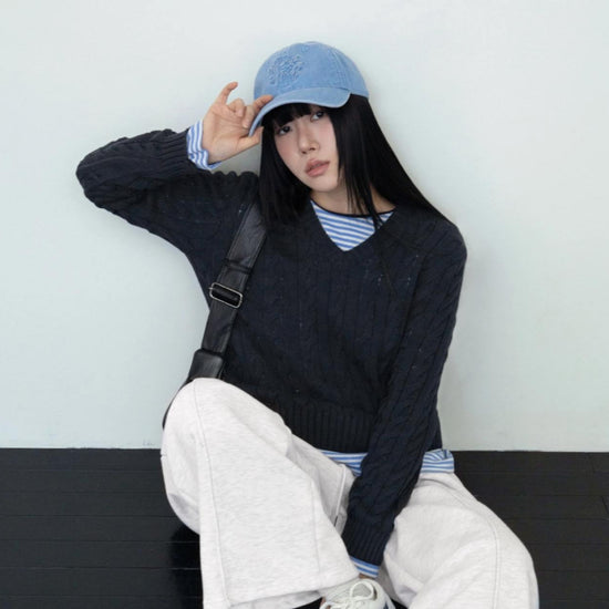 NICE TRIP CHAIN STITCH BALL CAP BLUE