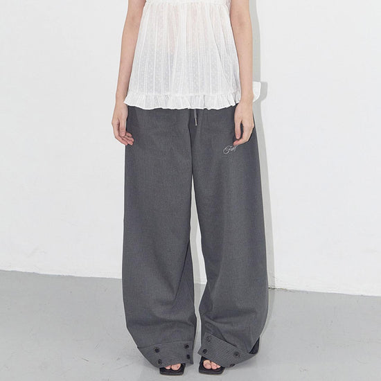 CLASSIC BUTTON BANDING SLACKS CHARCOAL