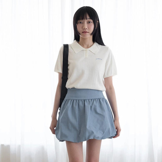 SHORT SLEEVE EMBROIDERED POLO KNIT M/GREY