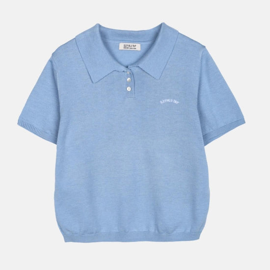 SHORT SLEEVE EMBROIDERED POLO KNIT L/BLUE